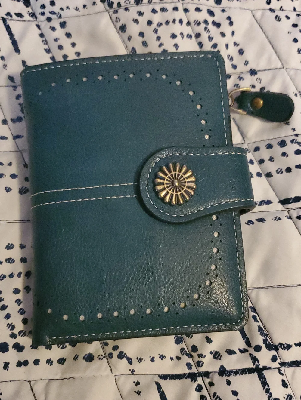 Teal Faux Leather Bifold Slim Snap Wallet